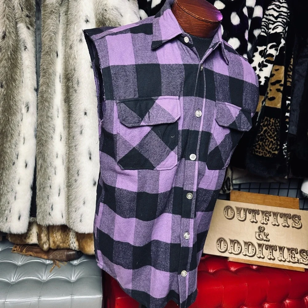 “The Undertaker” huge patch on a Rothco plaid sleeveless shirt